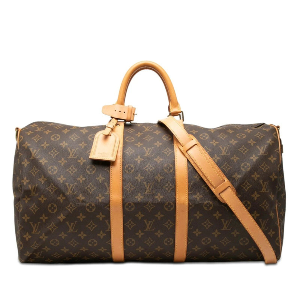 Louis Vuitton Monogram Keepall Bandouliere Boston Bag Shoulder Brown Leather